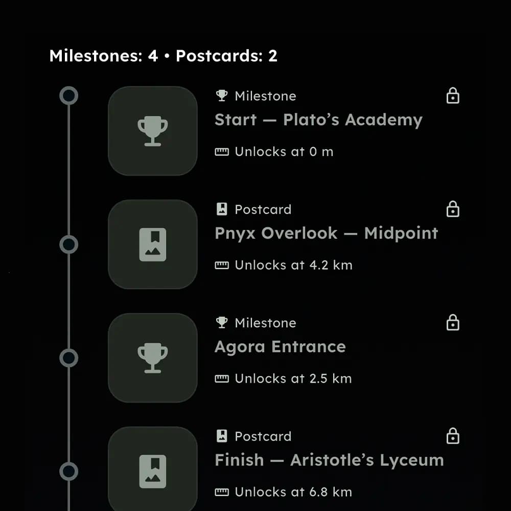 Unlock Milestones & Postcards
